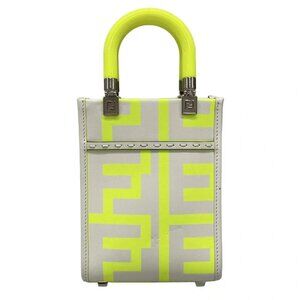 FENDI Sunshine Shopper Light gray Yellow Leather Handbag